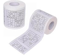 Papel higiénico Sudoku de 2 capas, color blanco, 200 hojas, resistente, duradero, papel higiénico impreso, baño, entretenimiento, cuidado personal