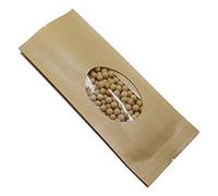Papel Kraft 350pcs / Lot de tragante abierto de plástico transparente ventana fuelle bolsillo del grano de café envasado de alimentos de papel Bolsas de pliegues laterales de Bolsa(9x25and6cm)