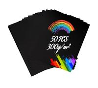 Papel Kraft A4-50 Hojas - Papel Craft - Papel de Embalar, Imprimible, 300 g/m², Negro, para Manualidades, Impresión, Empaque, Tarjetas, Etiquetas, Proyectos Vintage