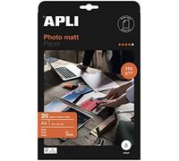 APLI 10418 - Papel fotográfico Matt A4, pack de 20 hojas, 170 g, con acabado mate, apto impresoras inkjet