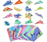 Papel Origami, Kit de Avión de Papel para Niños 32 hojas de Papel de Origami de Colores Papiroflexia de Doble cara de 16 Hermosos y diferentes Modelos Avion Juguete Regalos para Niños 5, 6-12 años