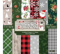 Papel Origami Navidad 24 Piezas Papel Scrapbooking 15.2 x 15.2 cm Origami Navidad para Álbumes de Recortes, Decoración de Álbumes de Fotos, Hacer Tarjetas (A)