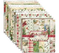 Papel Origami Navidad 24 Piezas Papel Scrapbooking 15.2 x 15.2 cm Origami Navidad para Álbumes de Recortes, Decoración de Álbumes de Fotos, Hacer Tarjetas (D)