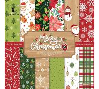 Papel Origami Navidad 24 Piezas Papel Scrapbooking 15.2 x 15.2 cm Origami Navidad para Álbumes de Recortes, Decoración de Álbumes de Fotos, Hacer Tarjetas (C)