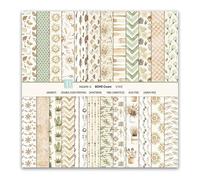 Papel para Álbumes de Recortes con Estampado Flores, 24 Hojas de Papel Scrapbooking de Doble Cara, 15 x 15 CM, Papels Decorativo, Scrapbook Paper para Origami, DIY Tarjetas, Deco Regalos (Beige)