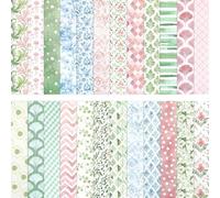 Papel para Álbumes de Recortes con Estampado Flores, 24 Hojas de Papel Scrapbooking de Doble Cara, 15 x 15 CM, Papels Decorativo, Scrapbook Paper para Origami DIY Tarjetas Deco Regalos (Ros Verde)