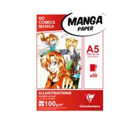 Papel para colorear Clairefontaine Manga A5, bloc encolado, 100 g, 50 hojas
