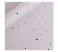 Papel para Envolver Ramo Lentejuelas estrella Luna encaje malla Organza red hilo tela DIY álbum de recortes Día de San Valentín papel de regalo manualidades ramo de flores envoltura(White,4 meters)
