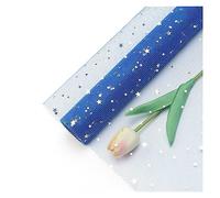 Papel para Envolver Ramo Lentejuelas estrella Luna encaje malla Organza red hilo tela DIY álbum de recortes Día de San Valentín papel de regalo manualidades ramo de flores envoltura(Sapphire,1 meter)
