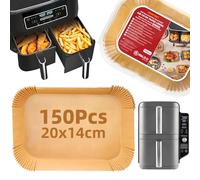 Papel para Freidora de Aire, 150 Piezas Engrosado 20x14cm Rectangular Papel de Horno Accesorios Compatible con Ninja AF300EU AF400EU DZ400EU SL400EU y Otras Dual Double Stack Air Fryer