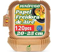 Papel para Freidora de Aire Cuadrado - Compatible con Cosori 5.5L, Cecotec 6L, Ninja Dual y Philips - Moldes Desechables de Papel para Air Fryer Rectangular - Sin BPA (Pack 120 Unidades)
