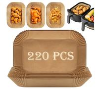 Papel para Freidora de Aire Doble, 22x14cm 220 Piezas Rectangular Papel de Horno Accesorios Compatible con Cecotec Ninja Cookwise Dual Double Stack Air Fryer - Rectángulo