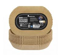 Papel para Freidora de Aire | Pack de 200 Moldes de Papel de Horno Desechable Antiadherente | Compatible con Cosori, Cecotec, Philips| 15,5x8x4cm: Air Fryer de 2 L a 4 L (Doble Cesta/Dual Zone)