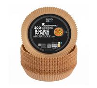 Papel para Freidora de Aire | Pack de 200 Moldes de Papel de Horno Desechable Antiadherente | Compatible con Cosori, Cecotec, Philips| Ø20x4,5cm: Air Fryer de 4.5 a 6.5 L (Tamaño estándar/familiar)