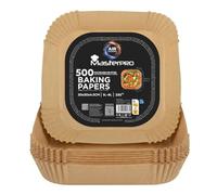 Papel para Freidora de Aire | Pack de 500 Moldes de Papel de Horno Desechable Antiadherente | Compatible con Cosori, Cecotec, Philips| 20x20x4,5cm: Air Fryer de 5 L a 8 L