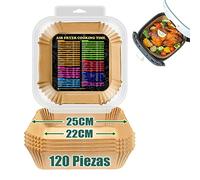 Papel Para Freidora de Aire para Cecotec Freidora de Aire 6L, Papel Air Fryer Cuadrado 22-25CM Papel Freidora Aire, Antiadherente Desechable Papel de Pergamino para Freidora y Microondas Sartén