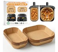 Papel para Freidora de Aire para Philips Doble Airfryer Serie 3000/5000 9L(6L/3L) Moulinex Easy Fry Tefal Dual 8,3L(5,2L/3,1L), HONYAO 100 Piezas Papel de Horno Accesorios Air Fryer