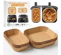 Papel para Freidora de Aire para Philips Dual Airfryer Serie 3000/5000 NA350 NA352 NA550 9L(6L/3L) Moulinex 8,3L(5,2L/3,1L), HONYAO 100 Piezas Papel de Horno Accesorios Air Fryer