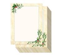 Papel para impresora navideña, 50 unidades, diseño de borde, papel de carta de Navidad, para escribir cartas, notas, invitaciones de boda, tarjetas de felicitación, manualidades de temporada