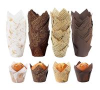 Papel para magdalenas，200 Piezas Tulipán Moldes de Papel para Hornear , Moldes para Magdalenas,para bodas, cumpleaños, baby showers