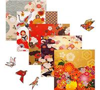 Papel para papiroflexia 50 hojas 15 x 15cm Papel japonés Cuadrado Papel Origami Doble Cara Paper Plegable con 10 Diferentes Diseños únicos para proyectos de arte y manualidades