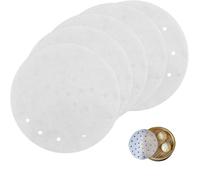 Papel para vaporizar, papel para hornear perforado, papel pergamino redondo para freidora, estera para cocinar al vapor de bambú, papel para bocadillos para vaporizador, 20 cm (blanco, 200 piezas)