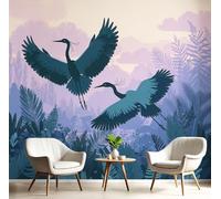 Papel Pared Autoadhesivo Garza Dibujos Animados En 3D Adecuado Para Cabecero Dormitorio, Sala De Estar, Papel Tapiz Oficina Helecho, Decoración De Paredes Colores Mixtos 300×210 Cm