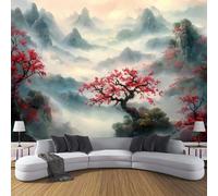 Papel Pared Autoadhesivo Montañas Nubladas Adecuado Para Cabecero Dormitorio, Sala De Estar, Papel Tapiz Oficina Valle Inquietante, Decoración De Paredes Gris 450×315 Cm