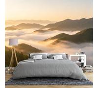 Papel Pared Mural De Pared Con Paisaje De Montaña Para Sala De Estar 400 × 280 Cm 3D Panorámico Amanecer Nubes Bosque Fotomural No Tejido Naturaleza Mural Para Dormitorio Decoración Del Hogar 40