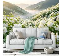 Papel Pared Mural De Pared Valle De Flores De Jazmín Blanco 300 × 210 Cm Papel Pintado Panorámico No Tejido Con Paisaje Floral De Montaña Naturaleza Botánica Decoración De Pared Grande Para Do