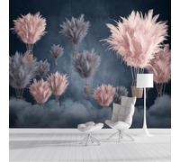 Papel Pintado 350x250cm Fotográfico Globo Aerostático De Plumas Papel de Pared XXL Nubes De Ensueño Póster Gigante de Mural Decoración De Pared para Sala Cuarto Oficina, Azul Oscuro