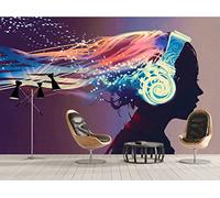 Papel Pintado 3D Auriculares Música Belleza Papel Tapiz Fotomurales Moderno Murales -songqians-02109-300cmx210cm