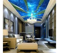 Papel pintado 3D autoadhesivo de PVC para techo mural de bosque de álamos estrellado revestimiento de pared para decoración de techos de sala de estar y dormitorio