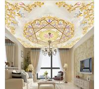 Papel pintado 3D autoadhesivo de PVC para techo mural de mármol con relieve dorado revestimiento de paredes para decoración de techos de sala de estar y dormitorio