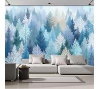 Papel Pintado 3D Bosque De Pinos 250Anx175Al cm Fotomurales Tejido No Tejido, Paisaje En Acuarela Papel Tapiz Grande Murales Fotográfico Moderno Decoración de Paredes