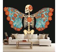 Papel Pintado 3D Calavera Tejido No Tejido Papel Tapiz Fotomurales Gótico Moderno Murales Art Decó Diseno Fotográfico Dormitorio Salón -366x256cm