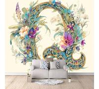 Papel Pintado 3D Carta Flor Tela no Tejida Fotomurales Arte Moderno Papel Pintado 300x256 cm Poster Resistente Impermeable Fácil de Limpiar Cafeterías Galerías Oficinas Murales Decorativos Pared