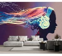 Papel Pintado 3D Chica De Música Simple Papel Tapiz Fotomurales Moderno Murales -songqians-04442-350cmx250cm