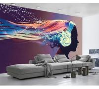 Papel Pintado 3D Chica De Música Simple Papel Tapiz Fotomurales Moderno Murales -songqians-08369-400cmx280cm