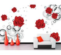 Papel Pintado 3D Círculo De Rosas Rojas Papel Tapiz Fotomurales Moderno Murales -songqians-28618-400cmx260cm