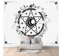 Papel Pintado 3D Círculo Mágico 300x210 cm Fotomurales Tejido No Tejido, Estrellas Y Luna Papel Tapiz Grande Murales Fotográfico Moderno Decoración de Paredes