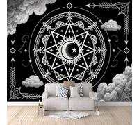 Papel Pintado 3D Círculo Mágico 400x280 cm Fotomurales Tejido No Tejido, Estrellas Y Luna Papel Tapiz Grande Murales Fotográfico Moderno Decoración de Paredes