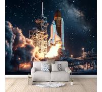 Papel Pintado 3D Cohete Galaxia Tela no Tejida Fotomurales Galaxia Papel Pintado 500x280 cm Poster Resistente Impermeable Fácil de limpiar Cafeterías Galerías Oficinas Murales Decorativos Pared