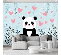 Papel pintado 3D con diseño de corazón de panda de dibujos animados, 200 x 140 cm, para habitación de bebé, habitación de bebé, guardería, papel pintado fotográfico no tejido, mural de pared de alta