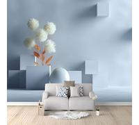 Papel pintado 3D con diseño geométrico abstracto de cubos, esferas y flores, para decoración del hogar, para sala de estar, dormitorio, habitación de los niños, papel pintado fotográfico no tejido