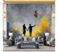 Papel pintado 3D con globos de personas tomadas de la mano, 250 x 175 cm, murales de pared, arte de graffiti, no tejido, para sala de estar, dormitorio, habitación infantil, oficina, decoración fácil