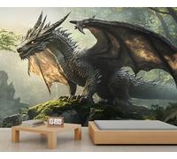 Papel pintado 3D de dragón, mural de pared de dragón, murales de criaturas míticas para habitación de los niños, sala de estar, dormitorio, sofá, TV, decoración de fondo - 200 x 140 cm