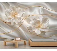 Papel pintado 3D de flores blancas, mural de pared de flores en relieve, murales de flores de lujo para habitación de los niños, sala de estar, dormitorio, sofá, decoración de fondo de TV, 400 x 280