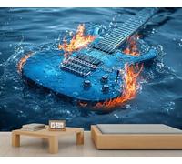 Papel pintado 3D de guitarra, mural de pared de guitarra, murales de música rock para sala de estar, dormitorio, oficina, hotel, bar, decoración de techo, 280 x 200 cm