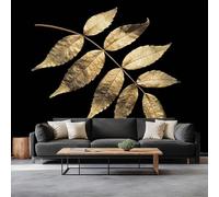 Papel pintado 3D de hojas doradas de 200 x 140 cm, mural de pared de lujo, arte no tejido, para sala de estar, dormitorio, habitación de los niños, decoración de oficina, fácil de instalar